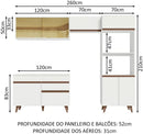 Cozinha Completa Madesa Reims Xc260001 com Armário, Balcão e Tampo - Branco - Gaamerr maniia 