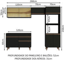 Cozinha Completa Madesa Reims Xc260001 com Armário, Balcão e Tampo - Preto - Gaamerr maniia 