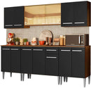 Cozinha Completa Madesa Emilly Fire com Balcão e Armário Aéreo Reflex - Rustic/preto - Gaamerr maniia 