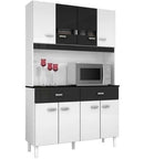 Kit Cozinha Manu 8 Portas 2 Gavetas - Branco/Preto - Poquema - ofertasbacanassss